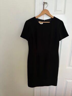 Talbots Black Short-Sleeve Midi Sheath Dress